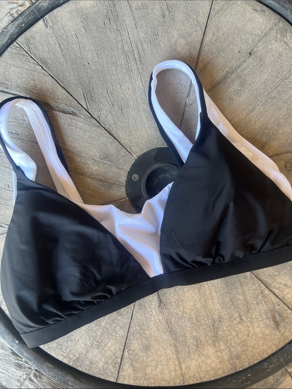 Black & White Triangle Swim Bra - Women Swim Bras